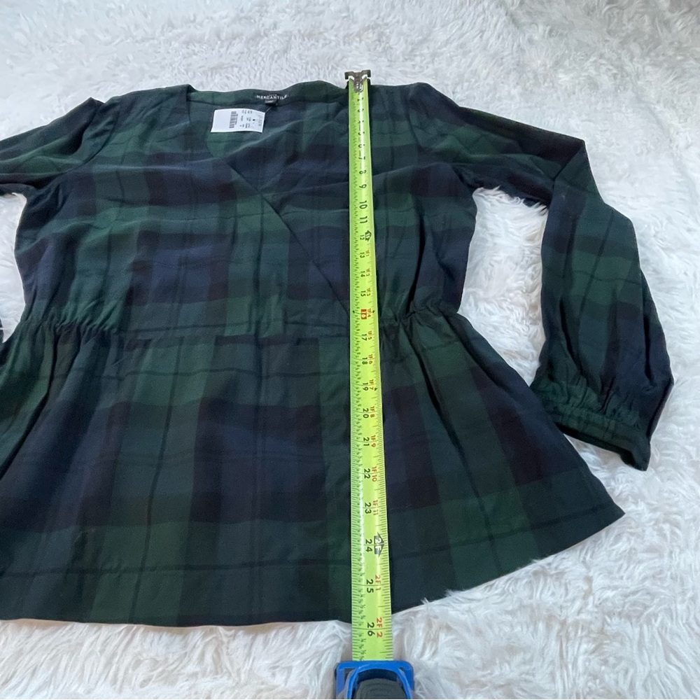 J. Crew Dark Green and Navy Plaid Blouse - 8 - Picture 7 of 8